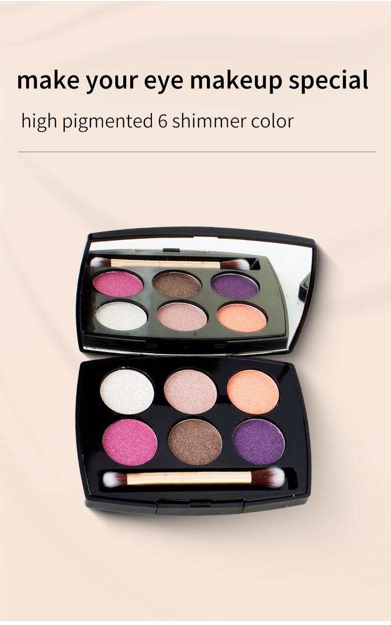 Eyeshadow Palette 6 Colors Colorful lights Evening , multicolor Tone Matte Finish Eyeshadow Cosmetics ( With Mirror And Brush ) Blend Flawless-From 【ANECOES】